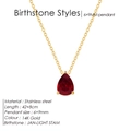 Collier en acier inoxydable plaqué or 14K avec pierre de naissance rouge de janvier - Doré / Janvier (Rhinestone Rouge)