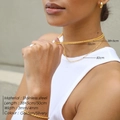 Close-up of double layer stainless steel gold necklaces with rope and link chain details - Rope And Paperclip Chain With Bracelet (CDNN086)