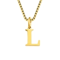 Minimalist gold plated stainless steel necklace featuring a letter L pendant on box chain - Letter L - Gold