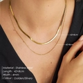 Detail of 4mm golden double layer stainless steel necklace with adjustable 42+8cm chain - Snake And Thin Chain Layered Style (CDNN087)