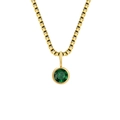 Luxuriöse Goldkette mit kreisförmigem grünen Geburtsstein-Anhänger und klassischer Boxkette - Mai Grün - Gold