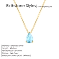 Collier en acier doré 14K avec zircon goutte d'eau en saphir bleu clair - Doré / Mars (Rhinestone Bleu Clair)