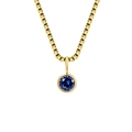 Goldene Titanstahl-Halskette mit rundem blauen Geburtsstein-Anhänger und Boxkette - September Königsblau - Gold