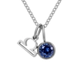 Collana Bilancia in argento con ciondolo in pietra preziosa blu scuro e catena a maglie fini - Settembre Blu Reale Bilancia - Color Acciaio