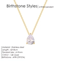 Collier en acier inoxydable plaqué or 14K avec un pendentif en cristal d'avril poire - Doré / Avril (Rhinestone Blanc)