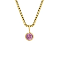 Halskette mit rosa 8mm Geburtsstein-Anhänger an einer goldenen Box-Kette Design - Oktober Rosa - Gold