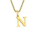 Polished gold stainless steel box chain necklace with an elegant letter N pendant - Letter N - Gold