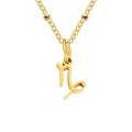 Collier pendentif Capricorne doré avec chaîne à billes sur fond blanc minimaliste - Capricorne / 1 Pièce / Or