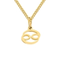 Gold stainless steel necklace featuring a round Cancer zodiac sign pendant for women - Cancer / Gold