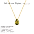 Collier en acier inoxydable doré avec pendentif péridot d'août taillé en poire - Août-Vert Clair