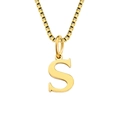 Minimalist golden stainless steel letter S pendant necklace with refined box chain - Letter S - Gold