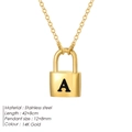 Minimalist 14K gold stainless steel snake chain necklace with initial A lock pendant - Letter A