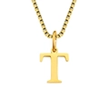 Minimalist 18K gold plated stainless steel box chain necklace with 3D capital letter T - Letter T - Gold