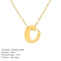 Minimalist 14K gold plated stainless steel necklace featuring a 7mm letter C pendant - Letter C - Gold
