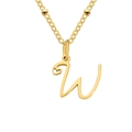 Gold letter W pendant necklace with mini heart detail and beaded stainless steel chain - Letter W / Gold