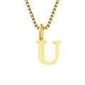 Elegant gold-tone stainless steel letter U pendant necklace with high-polish box chain - Letter U - Gold