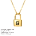 14K gold plated stainless steel necklace with letter E padlock pendant and snake chain - Letter E / Steel