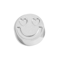 Perla in metallo argento lucido con faccina sorridente e occhi a cuore per gioielli - Amore / Argento