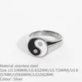 Detailed size chart for stainless steel Tai Chi Yin Yang ring showing US 5 to 10 sizes - Circumference 49MM-US5 / Steel