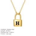 Minimalist 14K gold stainless steel snake chain necklace with letter H lock pendant - Letter H