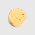Ciondolo smiley rotondo placcato oro 14k con viso inciso per la creazione di gioielli DIY - Arrabbiato / Oro