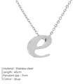 Polished stainless steel necklace featuring a lowercase 'e' pendant in silver finish - E-Steel