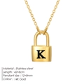 14K gold plated stainless steel snake chain necklace with letter K padlock pendant - Letter K