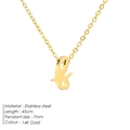 14K gold plated stainless steel necklace featuring a lowercase 'l' letter pendant - Letter F - Gold