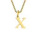 Polished gold box chain necklace with minimalist capital letter X pendant for women - Letter X - Gold