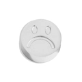 Perla rotonda in metallo argento con faccina triste per gioielli fai da te minimalista - Triste / Argento