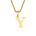 Minimalist golden stainless steel necklace featuring letter Y pendant with box chain - Letter Y - Gold