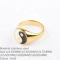 Golden stainless steel signet ring with classic black and white Tai Chi Yin Yang symbol - Circumference 49MM-US5 / 18K Gold
