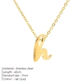 14K gold plated stainless steel lowercase letter h pendant necklace with 45cm chain - Letter H - Gold
