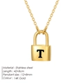 Minimalist 14K gold plated stainless steel snake chain with letter T lock pendant - Letter T
