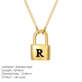 14K gold plated stainless steel snake chain with R letter padlock pendant - Letter R
