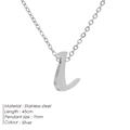 Silver stainless steel necklace featuring a lowercase L pendant with 45cm chain - I-Steel