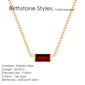 14K gold stainless steel necklace with January red rectangle birthstone pendant - January Red