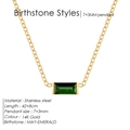 14K gold plated stainless steel necklace with May emerald birthstone pendant - May Green