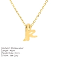 14K gold plated stainless steel necklace featuring a minimalist lowercase letter k pendant - Letter K - Gold
