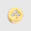 Elegante orecchino a perno a picche placcato oro 14k con tre pietre di zircone scintillanti - Poker di Picche / Oro