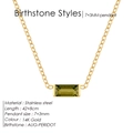14K gold stainless steel birthstone necklace with 7x3mm green August Peridot pendant - August Light Green