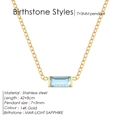 March Birthstone Necklace with 14K Gold Plated Stainless Steel and Light Sapphire Pendant - March Light Blue
