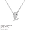Minimalist silver stainless steel necklace with lowercase letter l pendant 45cm - L-Steel