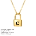 14K gold plated stainless steel snake chain necklace with a black letter C lock pendant - Letter C