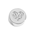 Perla rotonda in argento con intarsio a forma di cuore e sei pietre di zirconia bianca - Poker di Cuori / Argento