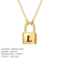Minimalist stainless steel 14K gold snake chain necklace with letter L padlock pendant - Letter L