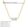 14K gold plated stainless steel necklace with October opal birthstone pendant - October Opal (Pink Tourmaline/Opal Color)