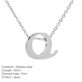Lowercase letter 'a' pendant necklace in silver stainless steel, 45cm chain length - O-Steel