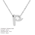 Minimalist silver stainless steel 45cm chain necklace featuring lowercase letter P pendant - P-Steel