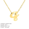 Minimalist 14K gold plated stainless steel necklace with letter q pendant, 45cm chain - Letter Q - Gold